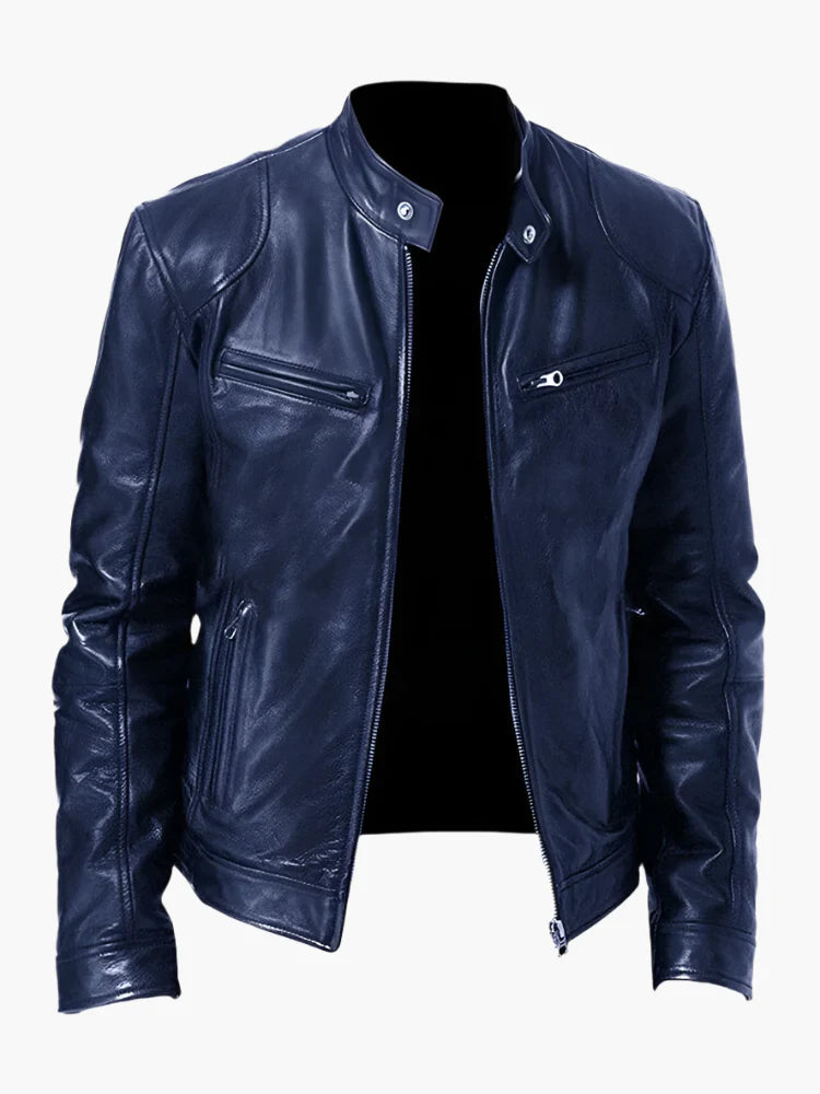 Men's Classic Vegan Leather Biker Jacket for Versatile Urban Style