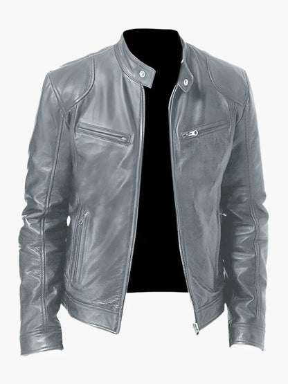 Men's Classic Vegan Leather Biker Jacket for Versatile Urban Style