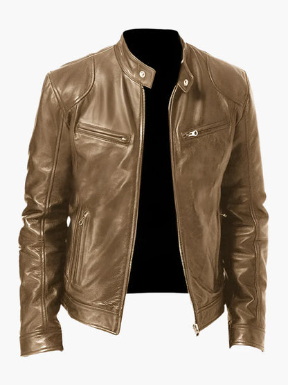 Men's Classic Vegan Leather Biker Jacket for Versatile Urban Style