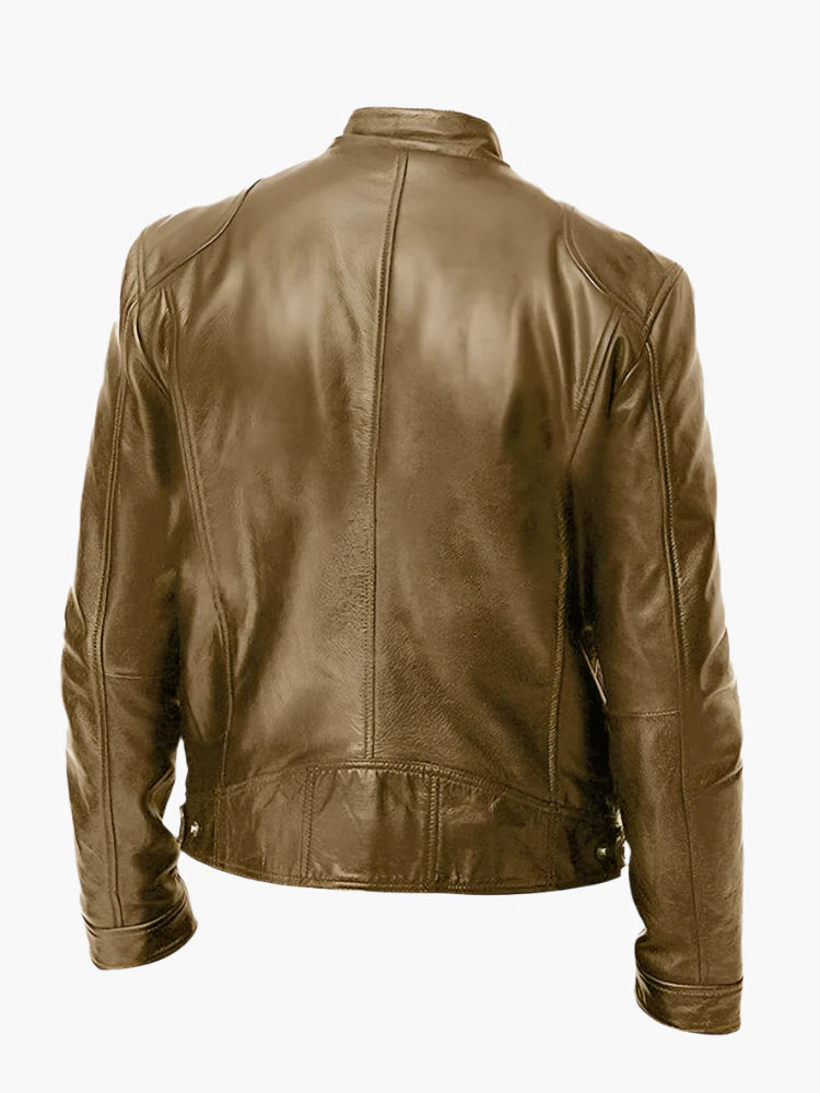 Men's Classic Vegan Leather Biker Jacket for Versatile Urban Style