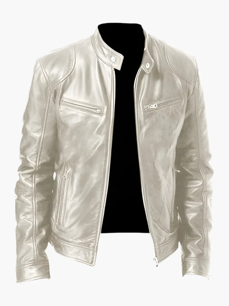 Men's Classic Vegan Leather Biker Jacket for Versatile Urban Style
