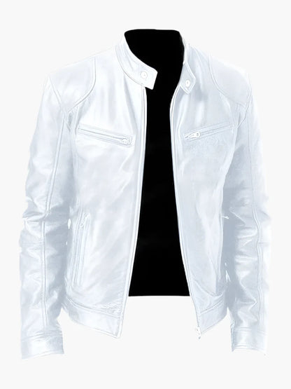 Men's Classic Vegan Leather Biker Jacket for Versatile Urban Style