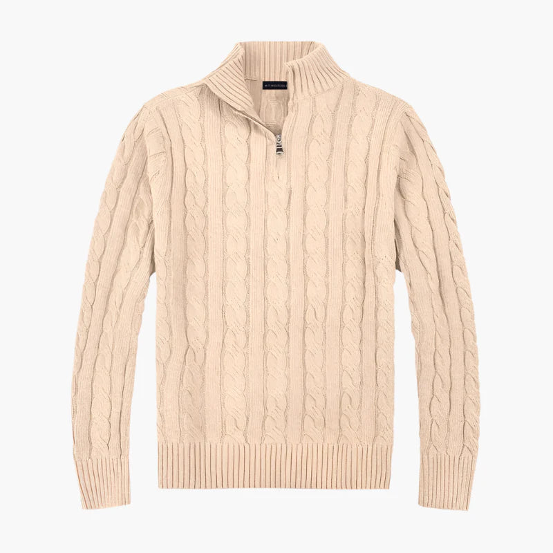 Men's Classic Cable Knit Half-Zip Sweater – Timeless Style for Everyday Comfort