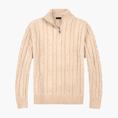 Men's Classic Cable Knit Half-Zip Sweater – Timeless Style for Everyday Comfort