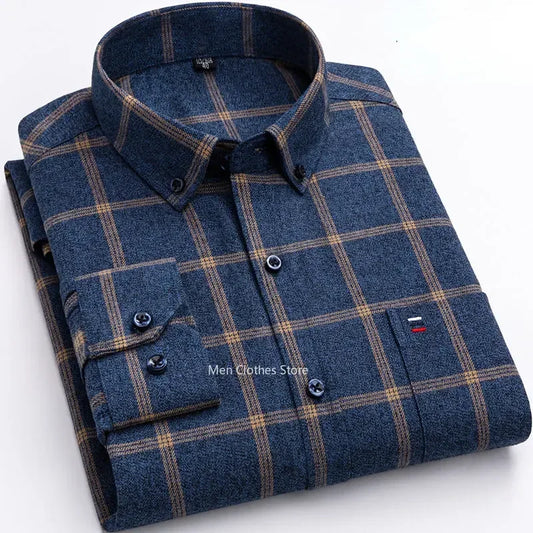 Cameron – Men's Long Sleeve Cotton Plaid Shirt