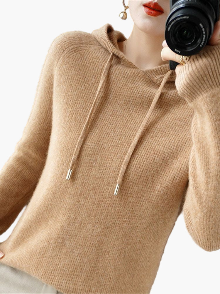 Women's Hooded Knitted Pullover Sweater Casual Long Sleeve Cardigan