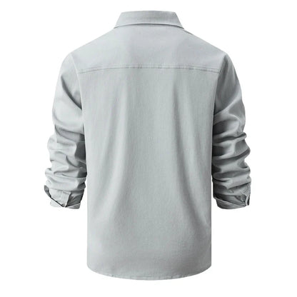 Ian – Men's Cotton Long-Sleeve Shirt with Dual Chest Pockets