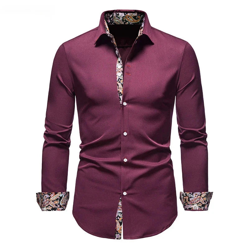 Sean – Men's Slim Fit Paisley Print Long Sleeve Shirt