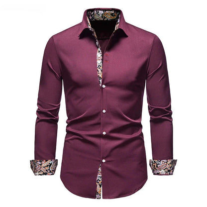 Sean – Men's Slim Fit Paisley Print Long Sleeve Shirt