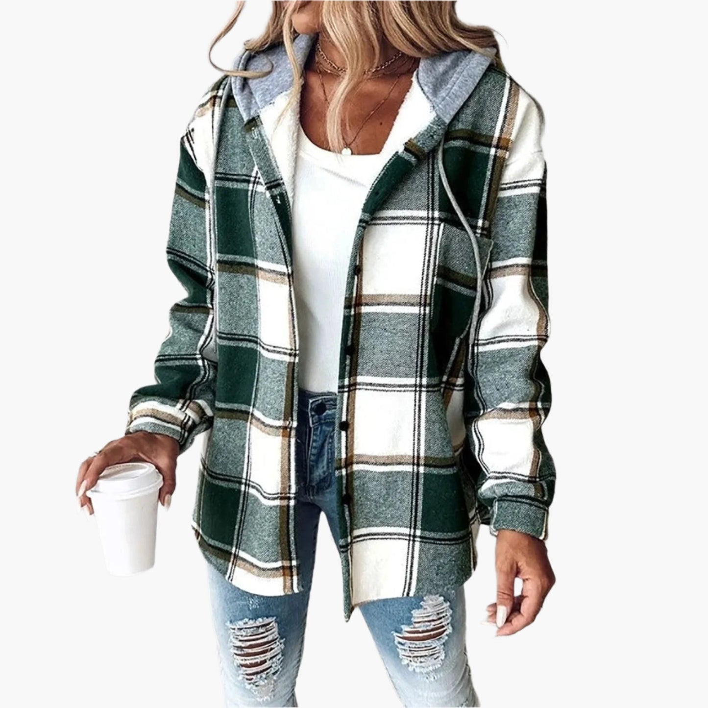 Women's Plaid Hooded Casual Jacket – Cozy Autumn Shacket for Everyday Style