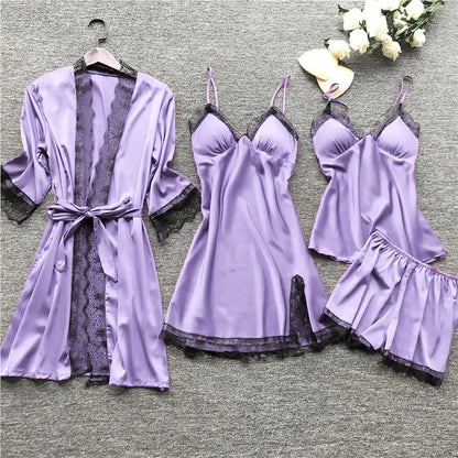 Rachel – Women's Silk Lace Lingerie Set with Garter