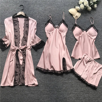 Rachel – Women's Silk Lace Lingerie Set with Garter