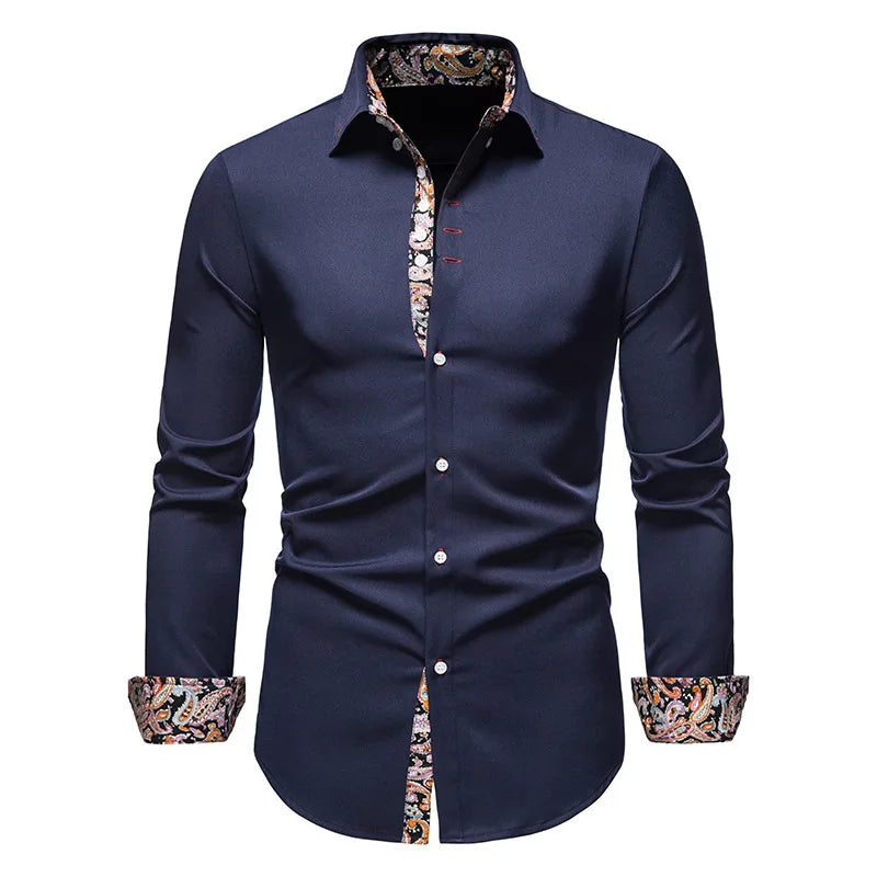 Sean – Men's Slim Fit Paisley Print Long Sleeve Shirt