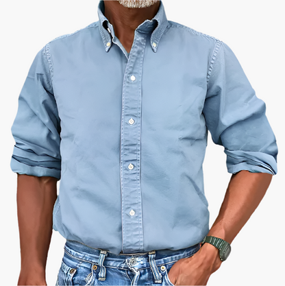 Men's Classic Button-Up Long Sleeve Shirt for Versatile Everyday Style