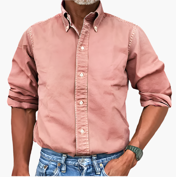 Men's Classic Button-Up Long Sleeve Shirt for Versatile Everyday Style