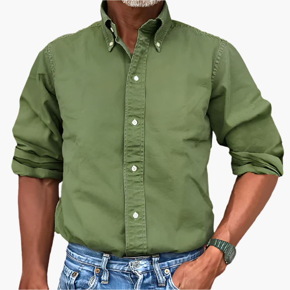 Men's Classic Button-Up Long Sleeve Shirt for Versatile Everyday Style