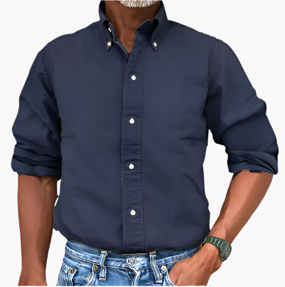 Men's Classic Button-Up Long Sleeve Shirt for Versatile Everyday Style