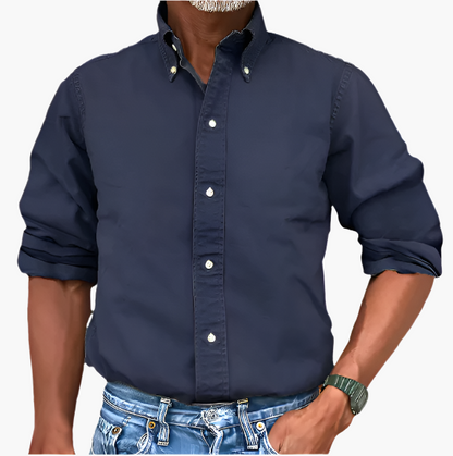 Men's Classic Button-Up Long Sleeve Shirt for Versatile Everyday Style