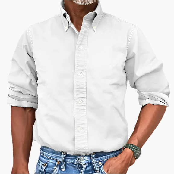 Men's Classic Button-Up Long Sleeve Shirt for Versatile Everyday Style