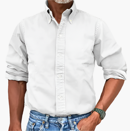 Men's Classic Button-Up Long Sleeve Shirt for Versatile Everyday Style