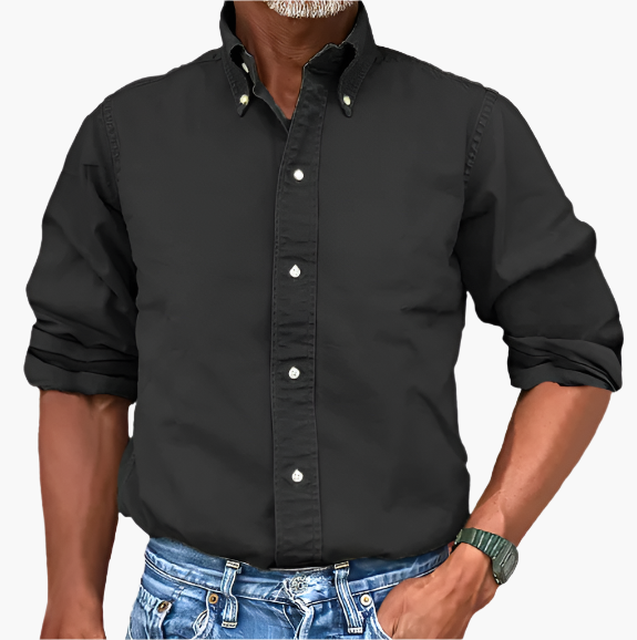 Men's Classic Button-Up Long Sleeve Shirt for Versatile Everyday Style
