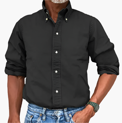 Men's Classic Button-Up Long Sleeve Shirt for Versatile Everyday Style