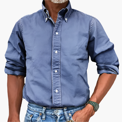 Men's Classic Button-Up Long Sleeve Shirt for Versatile Everyday Style