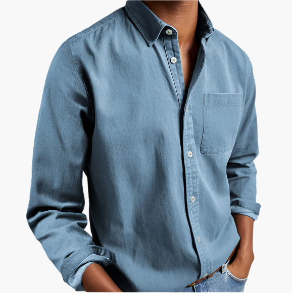 Men's Classic Casual Button-Down Denim Shirt for Everyday Style