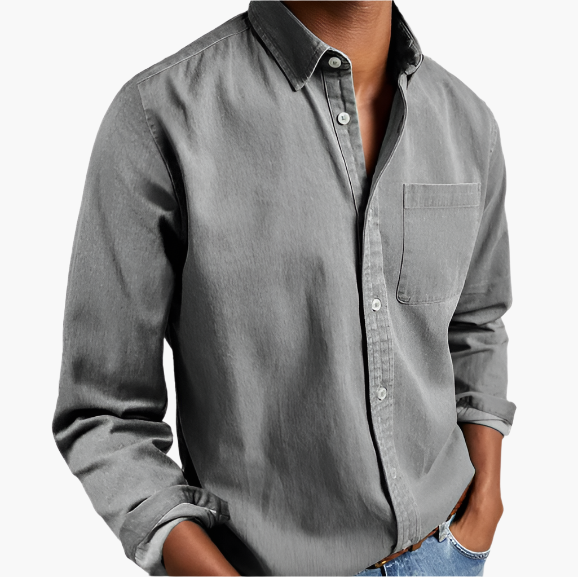 Men's Classic Casual Button-Down Denim Shirt for Everyday Style
