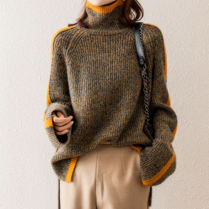 Women's Chunky Knit Turtleneck Sweater – Relaxed Fit, Modern Casual Style