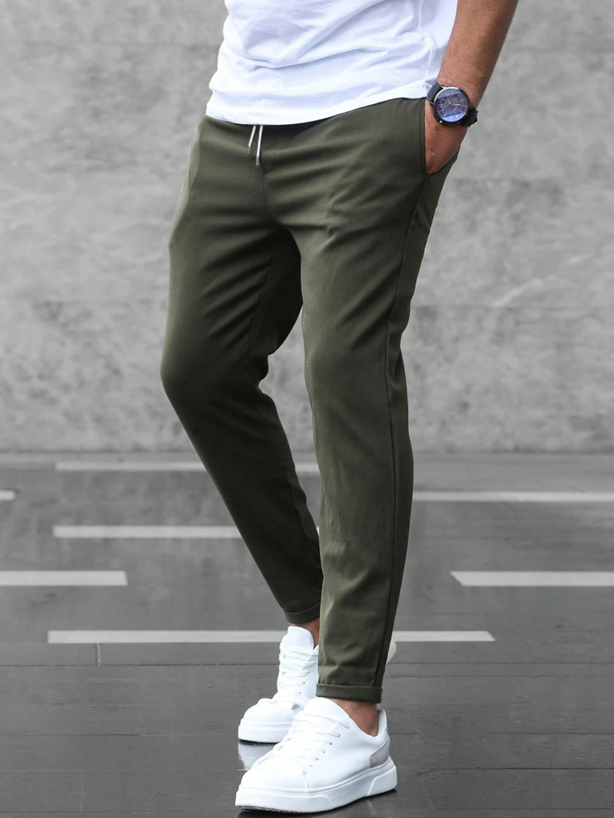 Men's Premium Cropped Jogger Pants with Drawstring – Modern Casual & Smart Style