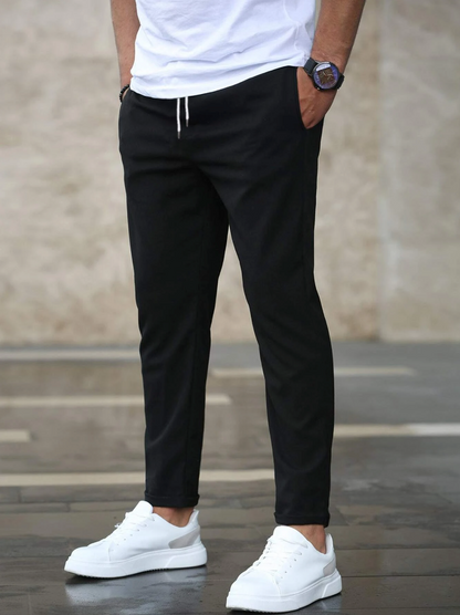 Men's Premium Cropped Jogger Pants with Drawstring – Modern Casual & Smart Style