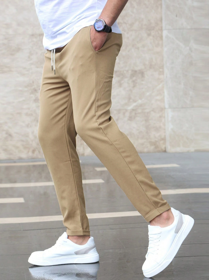 Men's Premium Cropped Jogger Pants with Drawstring – Modern Casual & Smart Style