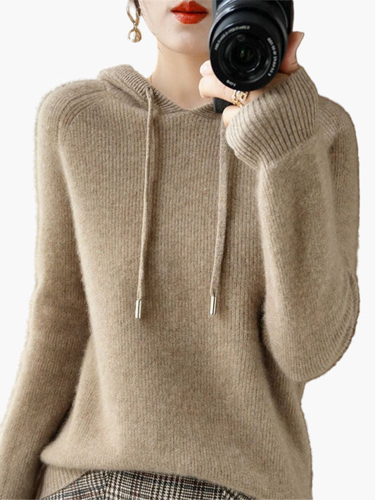 Women's Hooded Knitted Pullover Sweater Casual Long Sleeve Cardigan