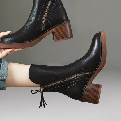 Women's High-Heel Leather Ankle Boots for Sophisticated Everyday Style