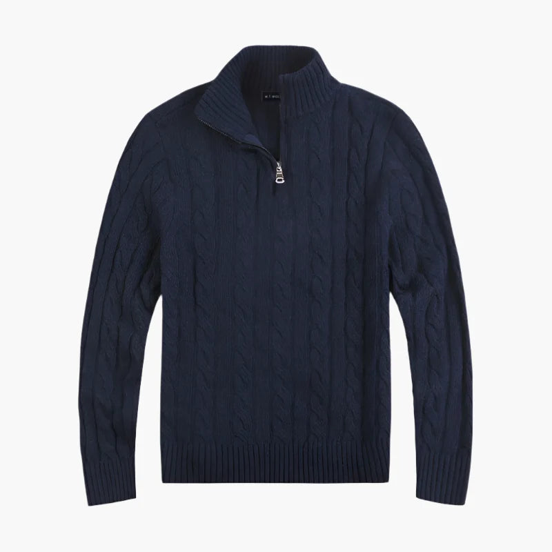 Men's Classic Cable Knit Half-Zip Sweater – Timeless Style for Everyday Comfort
