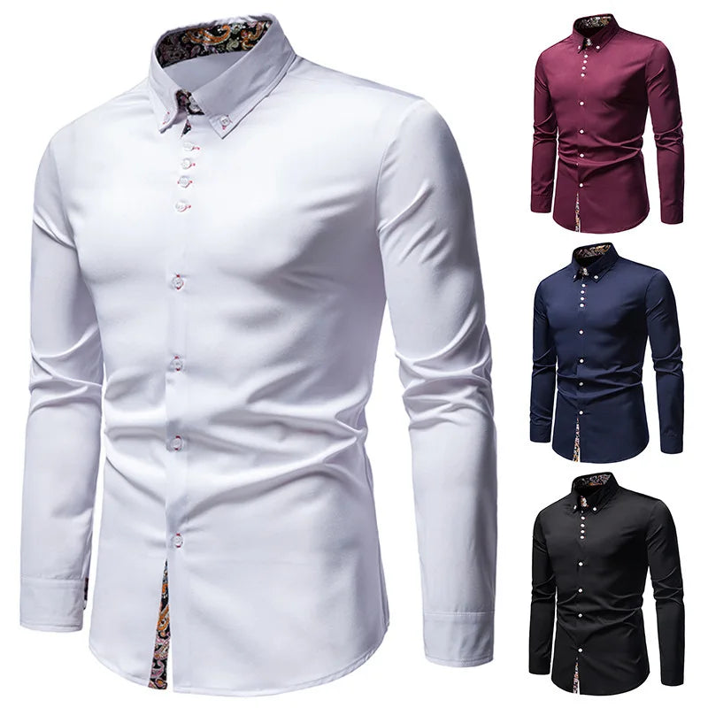 Sean – Men's Slim Fit Paisley Print Long Sleeve Shirt