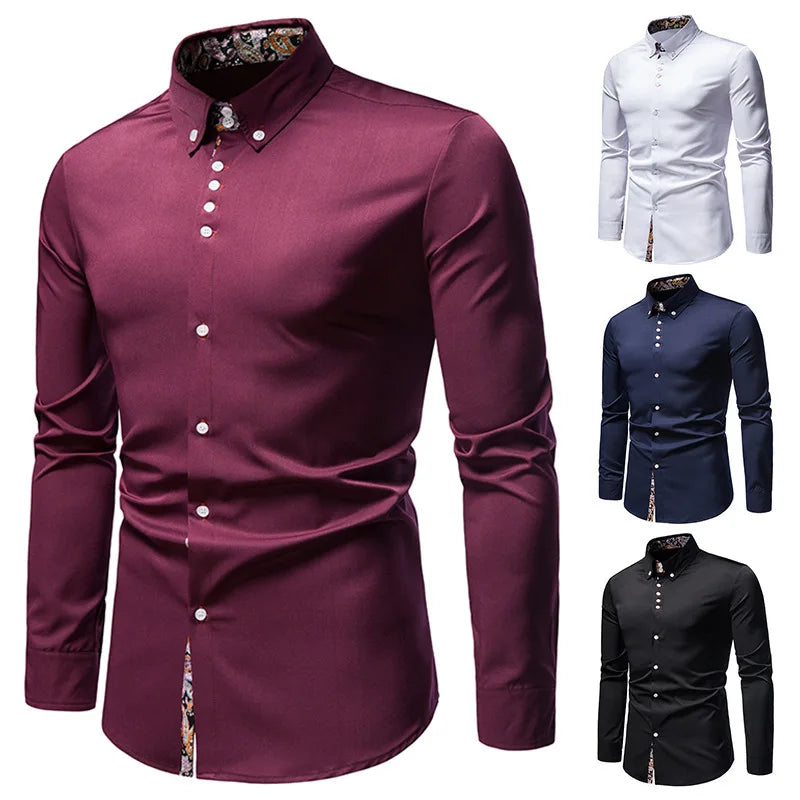 Sean – Men's Slim Fit Paisley Print Long Sleeve Shirt