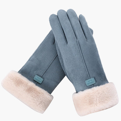 Women's Winter Touchscreen Waterproof Furry Gloves - Stylish Warm Outdoor Handwear