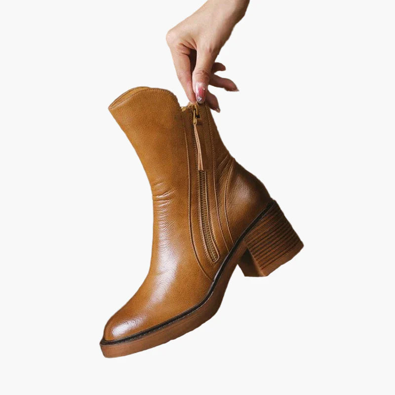 Women's High-Heel Leather Ankle Boots for Sophisticated Everyday Style