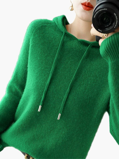 Women's Hooded Knitted Pullover Sweater Casual Long Sleeve Cardigan