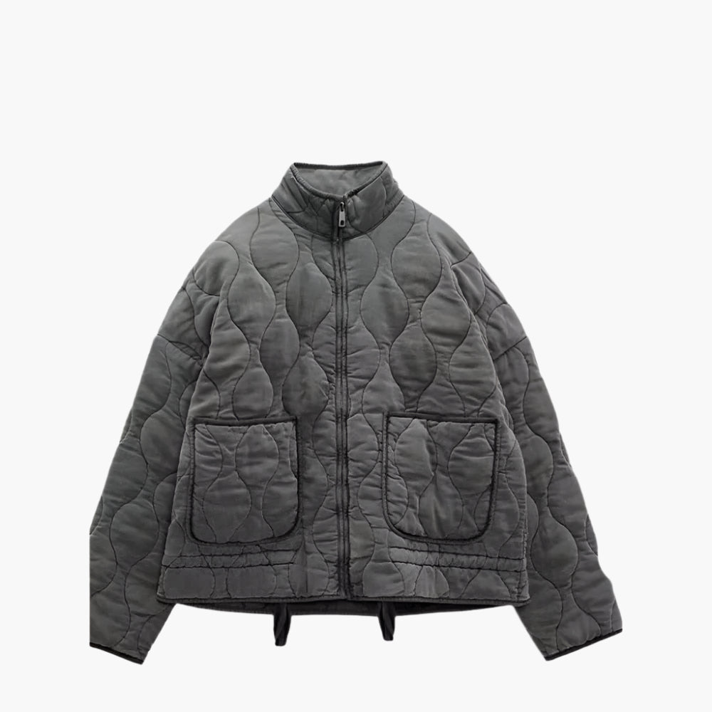 Women's Quilted Oversized Winter Jacket with Pockets and Zipper - 2024 Trendy Padded Coat