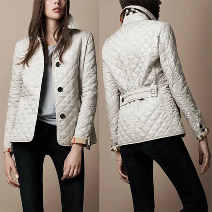 Women's Quilted Tailored Lightweight Jacket – Classic Diamond Stitch, Versatile Outerwear for Everyday Style