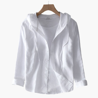 Women's Lightweight Linen Blend Hooded Shirt – Casual Classic Style Top