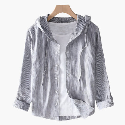 Women's Lightweight Linen Blend Hooded Shirt – Casual Classic Style Top