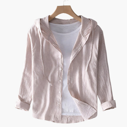 Women's Lightweight Linen Blend Hooded Shirt – Casual Classic Style Top