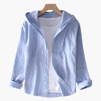 Women's Lightweight Linen Blend Hooded Shirt – Casual Classic Style Top