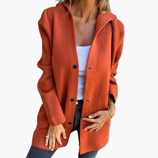 Women's Casual Single-Breasted Hooded Jacket – Everyday Relaxed Style