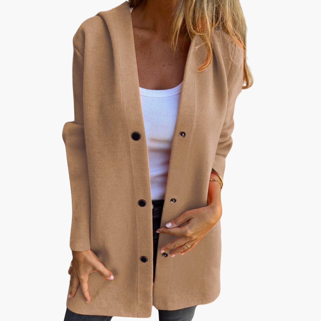 Women's Casual Single-Breasted Hooded Jacket – Everyday Relaxed Style