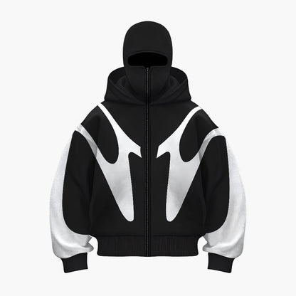 Men's Streetwear Balaclava Full-Zip Hoodie with Face Cover – Urban Outdoor Style